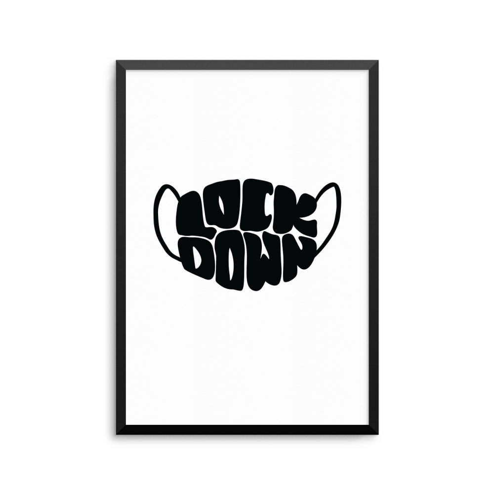Plakat: 'LOCKDOWN', maske