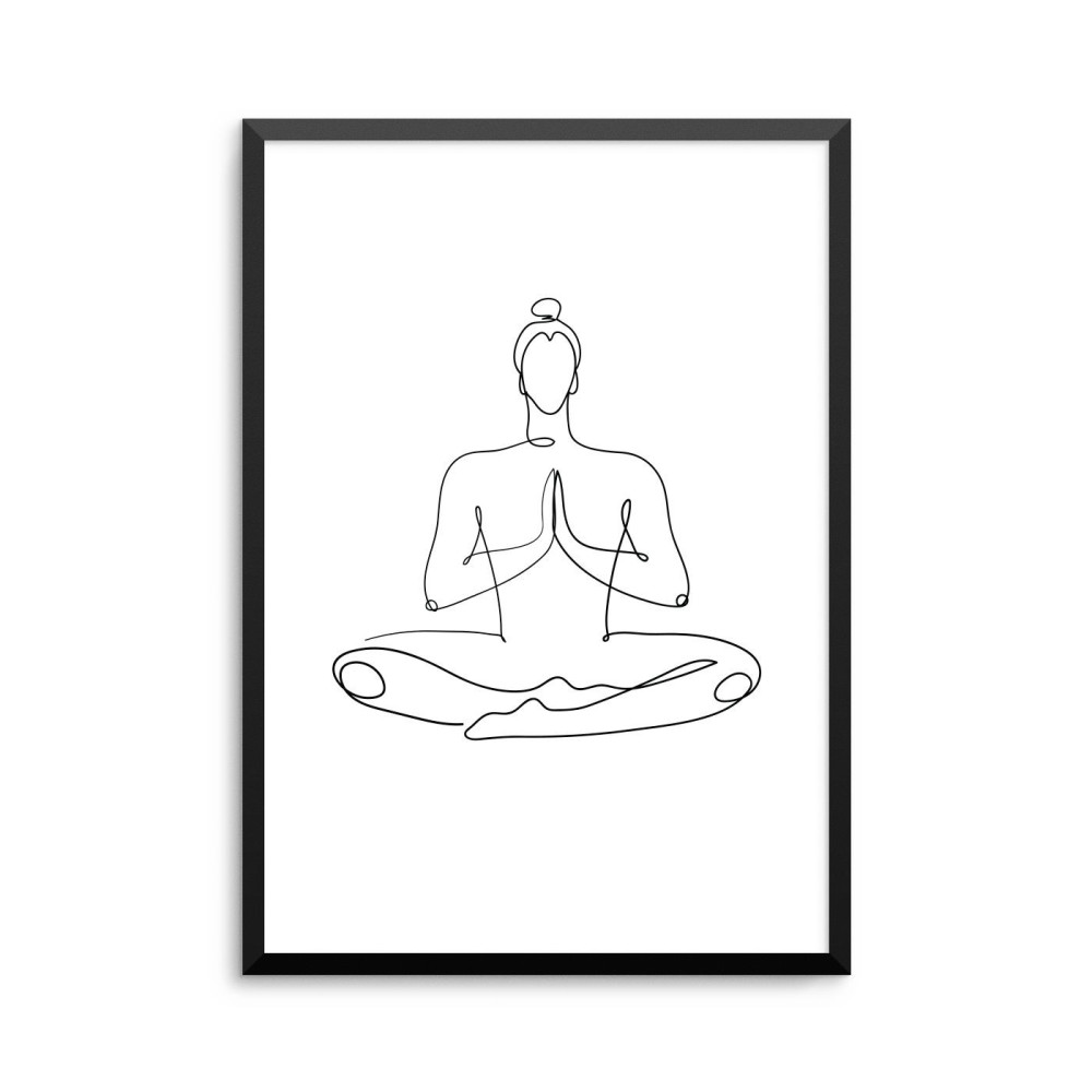 Plakat: Mand i lotusstilling, one line