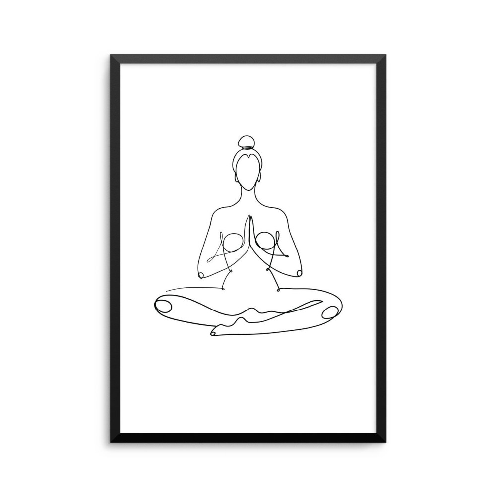 Plakat: Kvinde i lotusstilling, one line