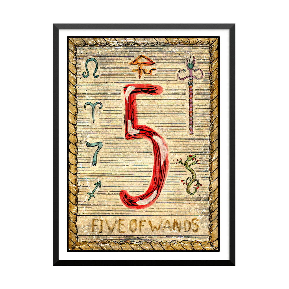 Plakat: Samiramay Tarot, The Vintage Deck, Five Of Wands