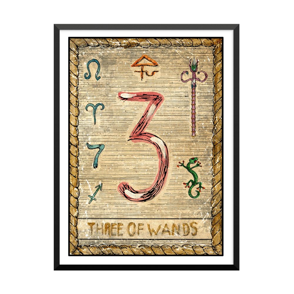 Plakat: Samiramay Tarot, The Vintage Deck, Three Of Wands