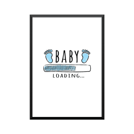 Plakat: 'BABY LOADING', blå, perfekt til babyværelset