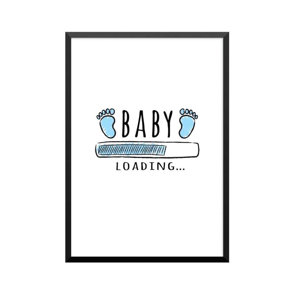 Plakat: 'BABY LOADING', blå