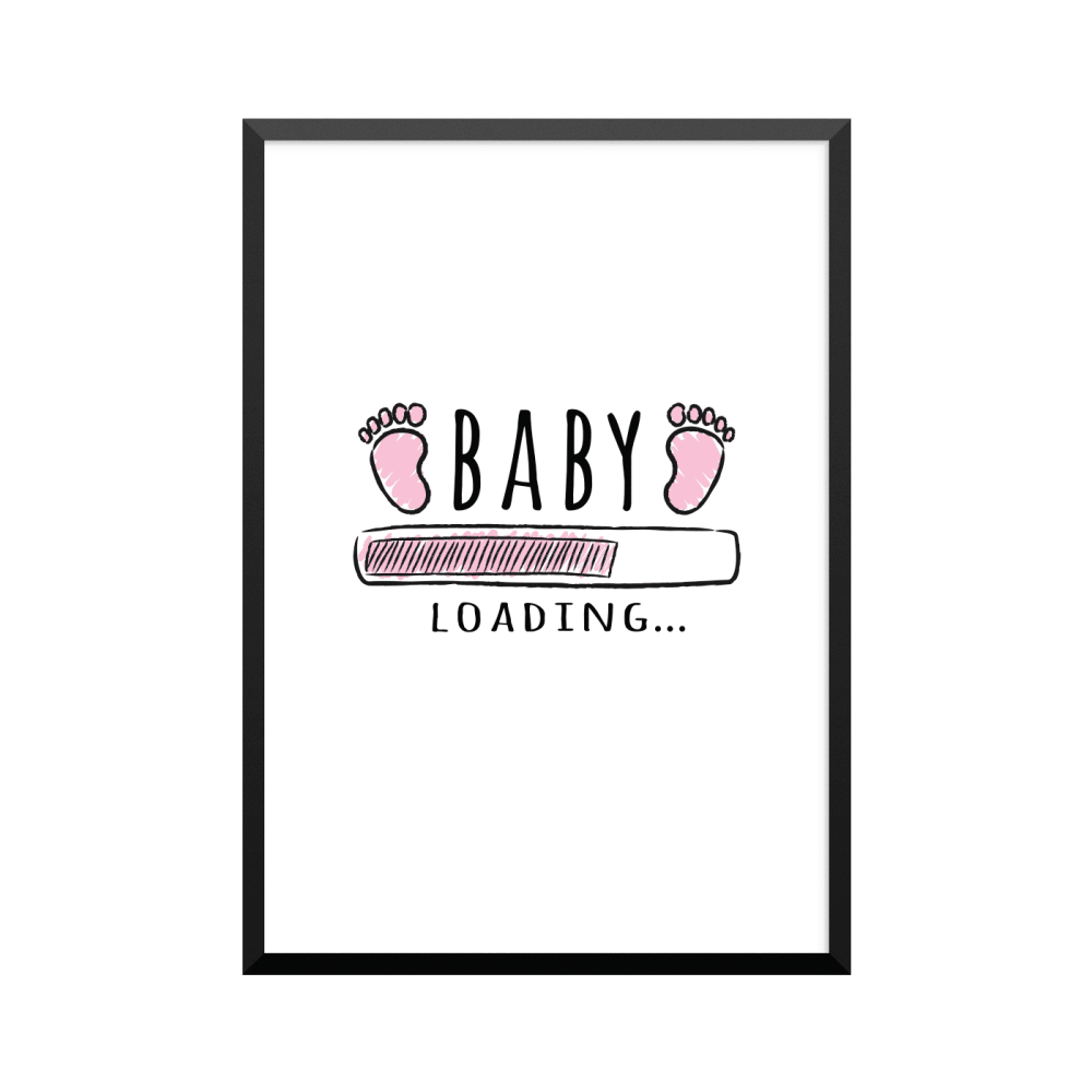 Plakat: 'BABY LOADING', pink, perfekt til babyværelset
