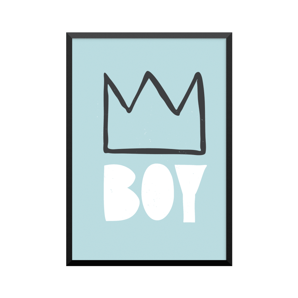 Plakat: 'BOY' krone, blå