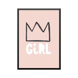 Plakat: 'GIRL' krone, pink