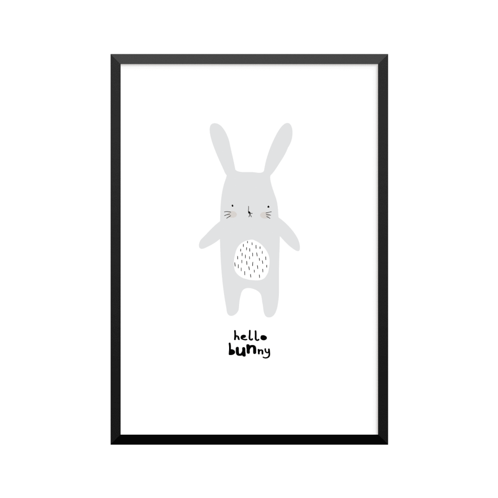 Plakat: 'hello bunny' abstrakt, blå