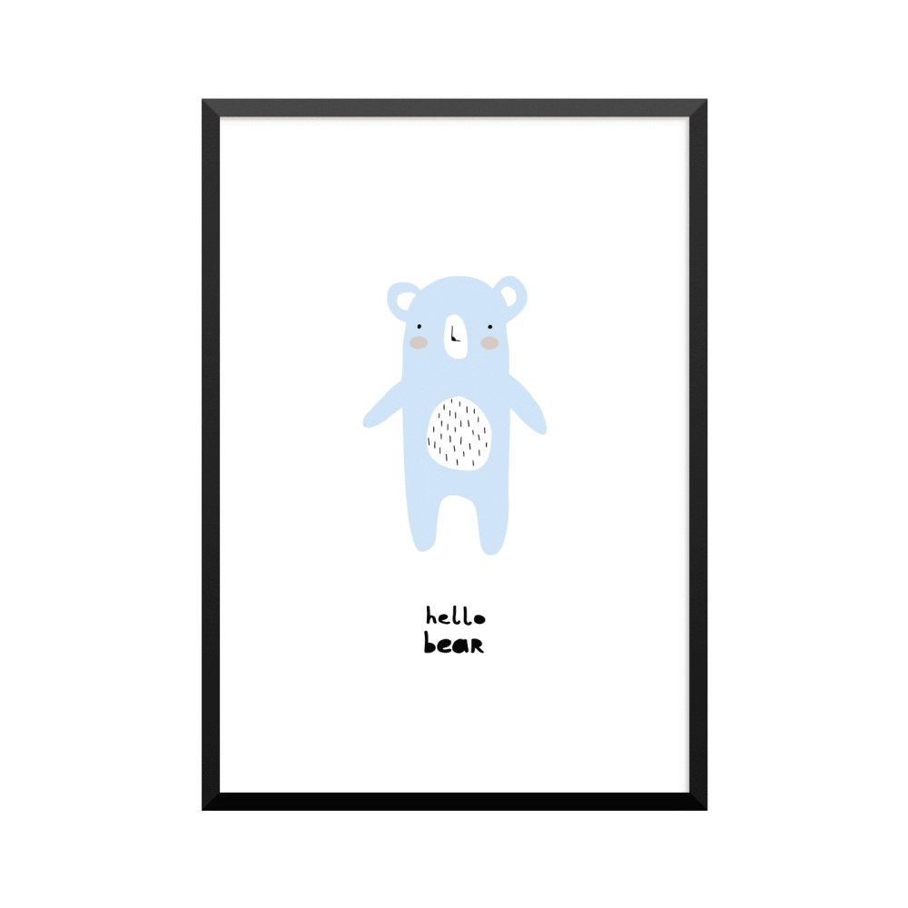 Plakat: 'hello bear' abstrakt, blå