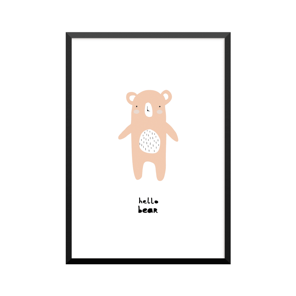 Plakat: 'hello bear' abstrakt, pink