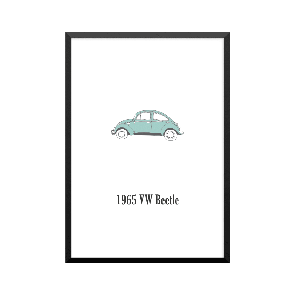 Plakat: Biler, '1965 VW Beetle', klassisk
