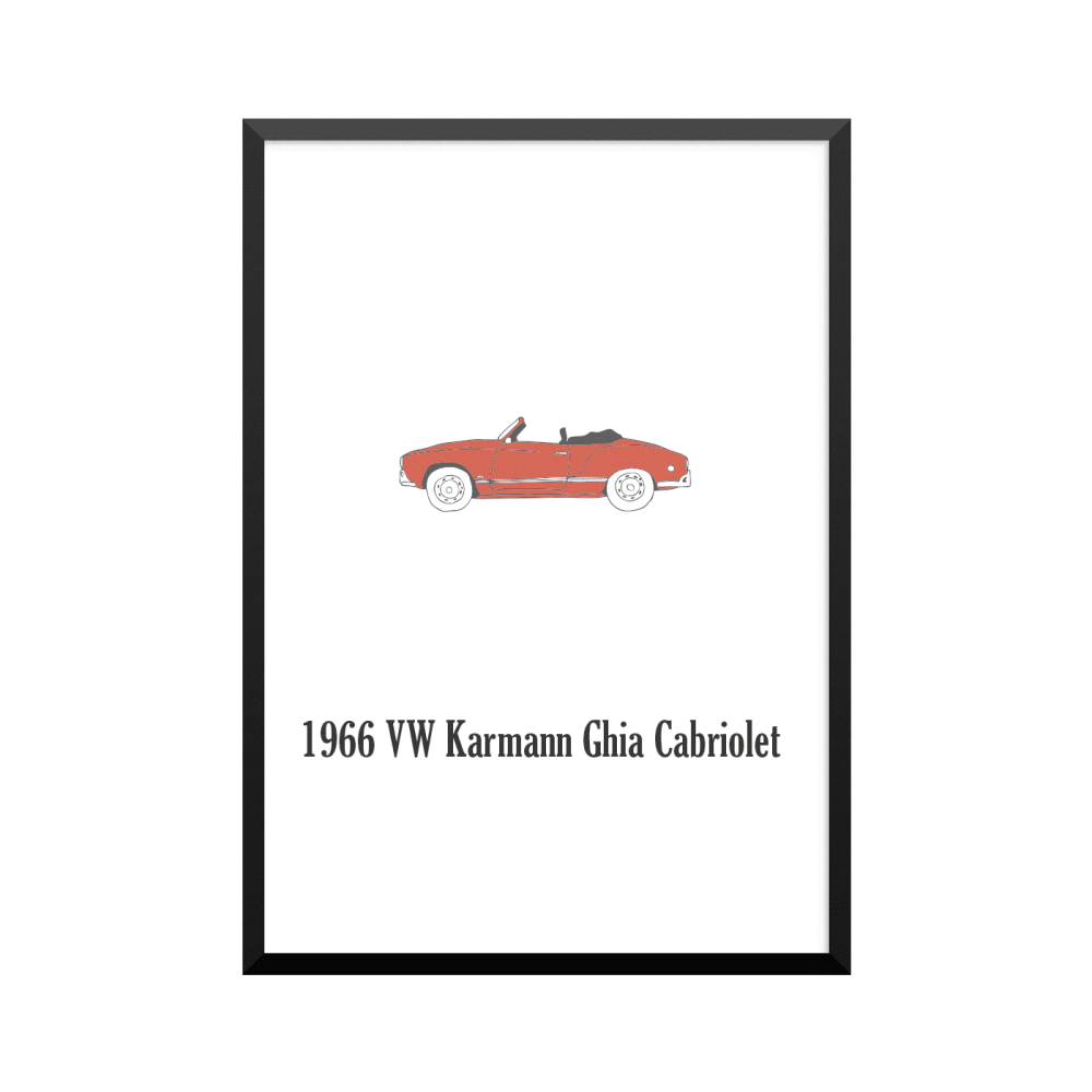Plakat: Biler, '1966 VW Karmann Ghia Cabriolet', klassisk