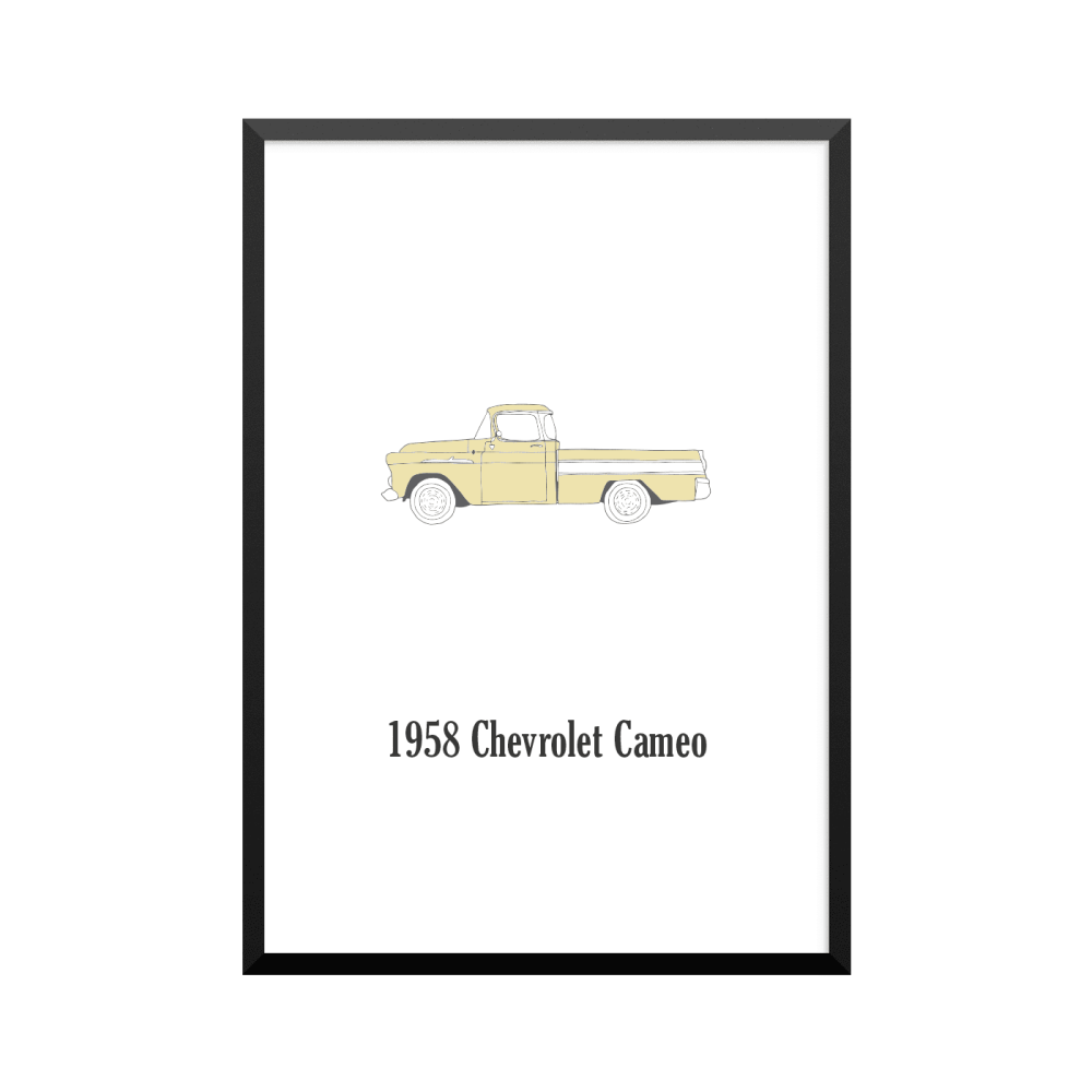 Plakat: Biler, '1958 Chevrolet Cameo', klassisk
