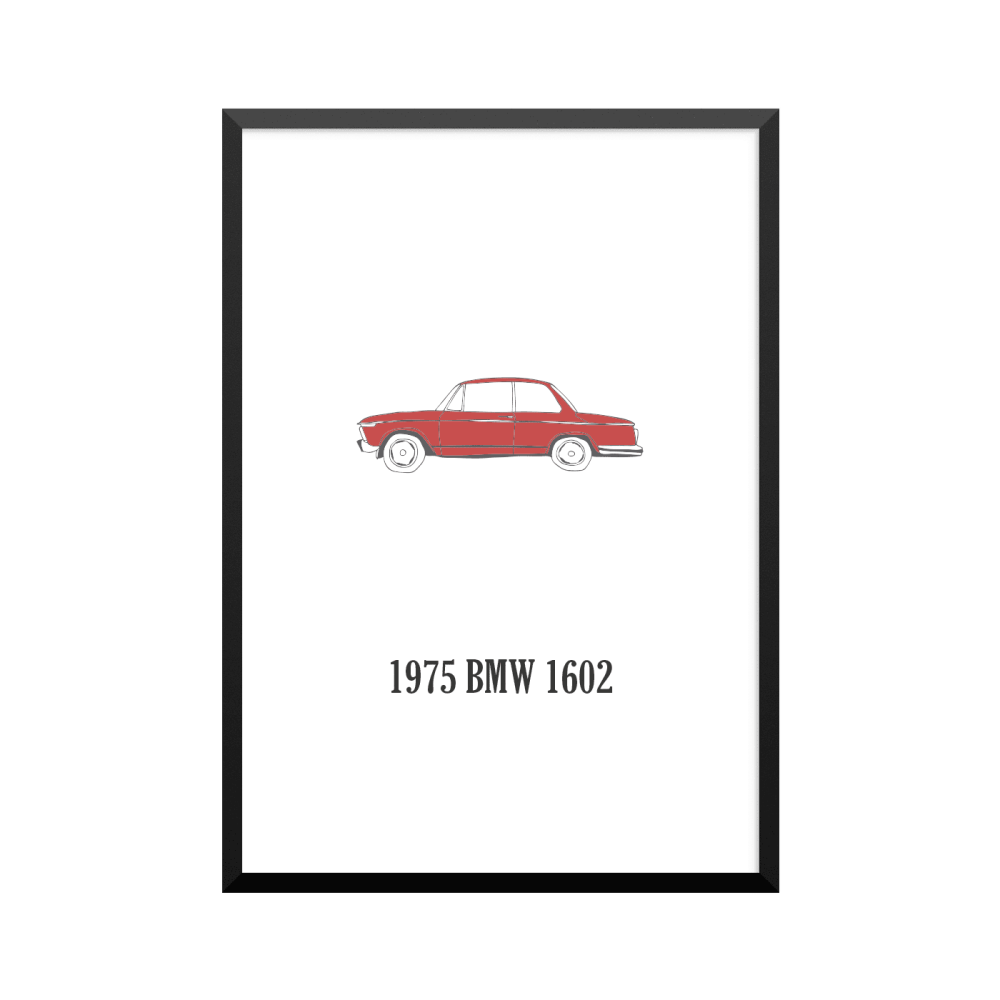 Plakat: Biler, '1975 BMW 1602', klassisk