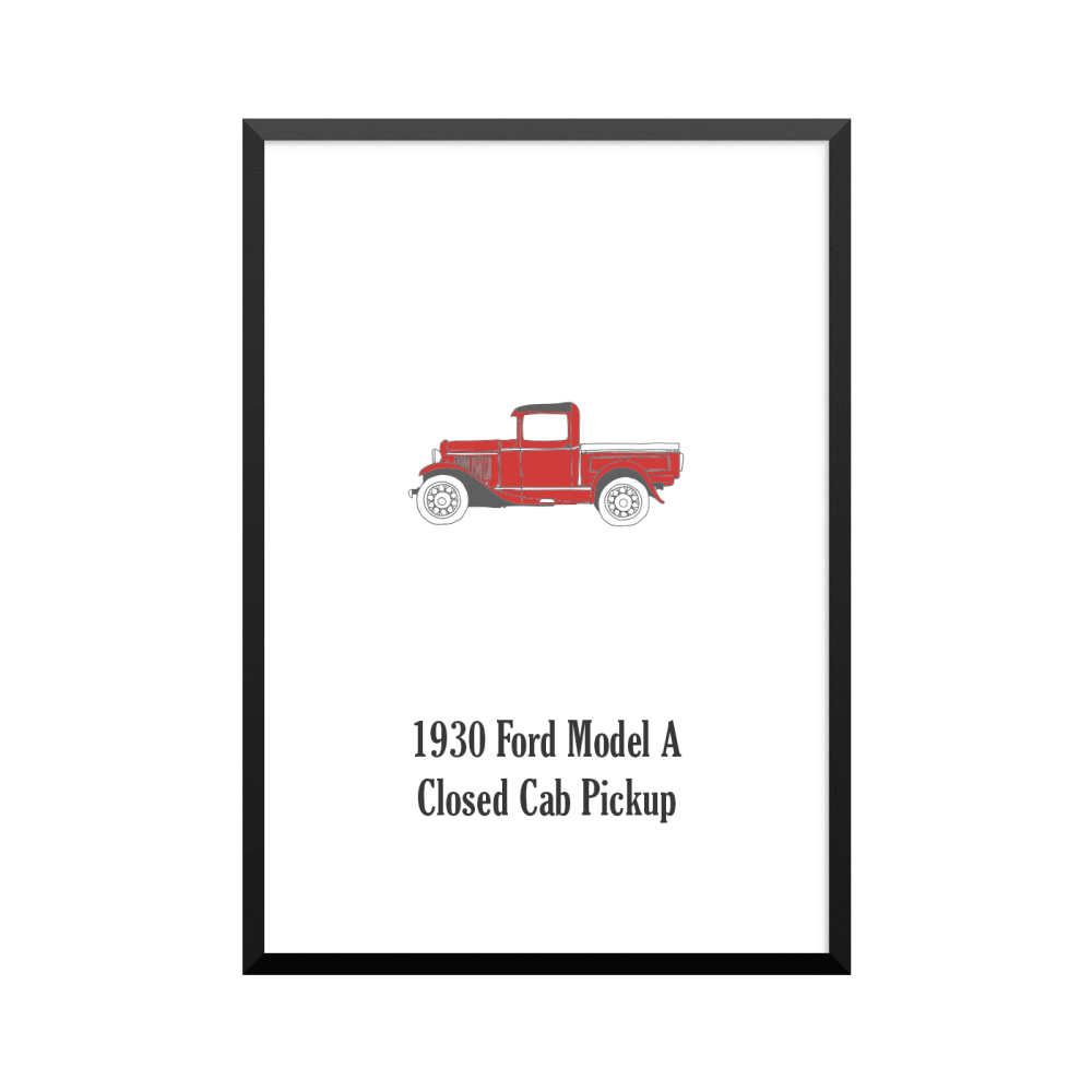 Plakat: Biler, '1930 Ford Model A Closed Cab Pickup', klassisk