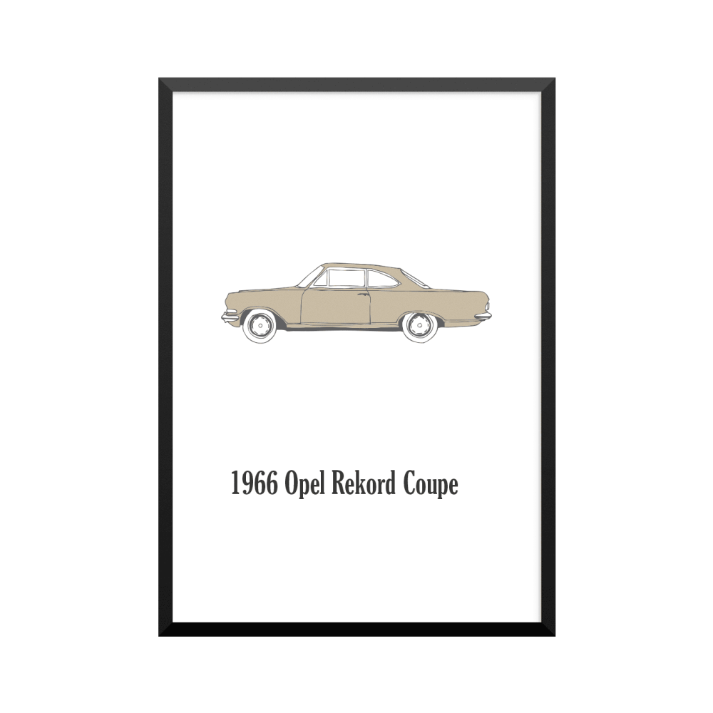 Plakat: Biler, '1966 Opel Rekord Coupe', klassisk