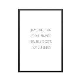 Plakat: 'JEG VED IKKE, HVOR...
