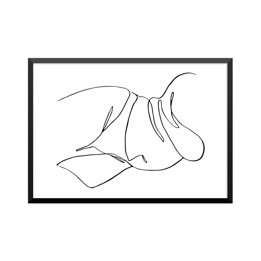 Plakat: Kvinde, abstrakt i silhouette 13, one line