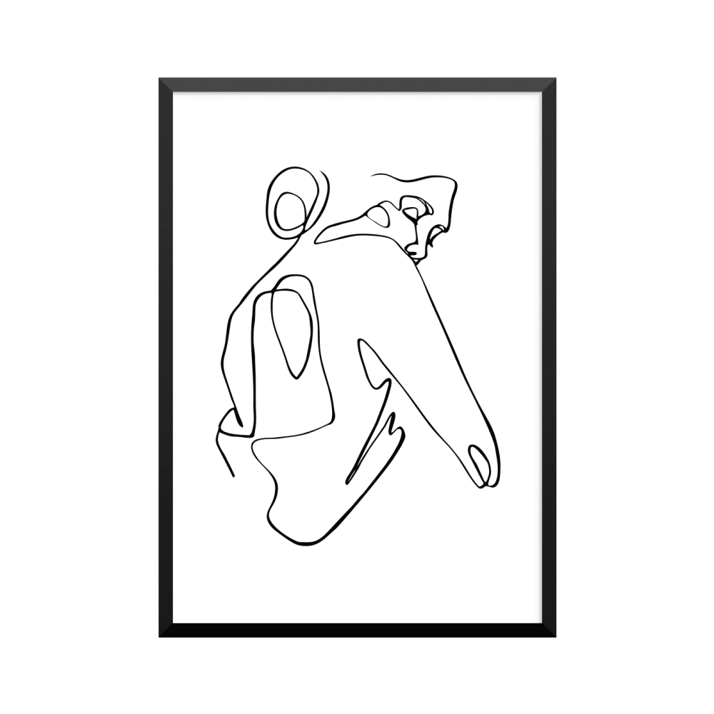 Plakat: Kvinde, abstrakt i silhouette 10, one line