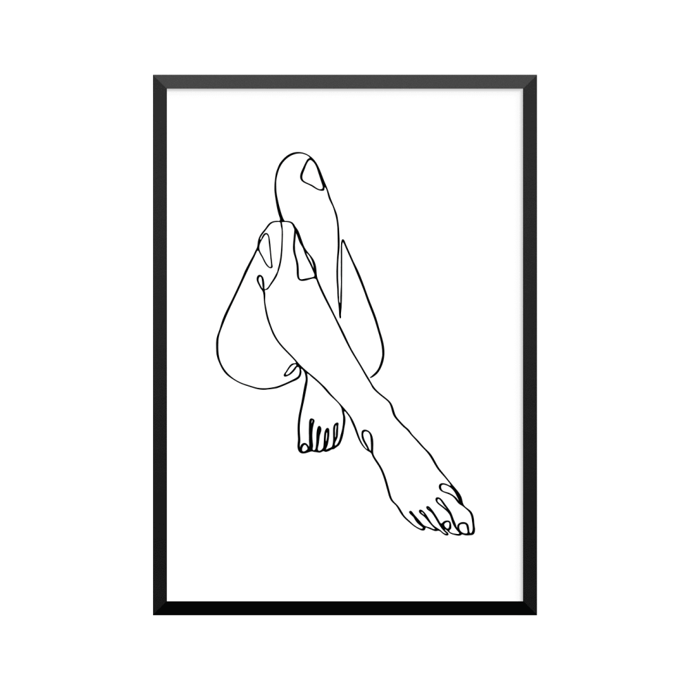 Plakat: Kvinde, abstrakt i silhouette 6, one line