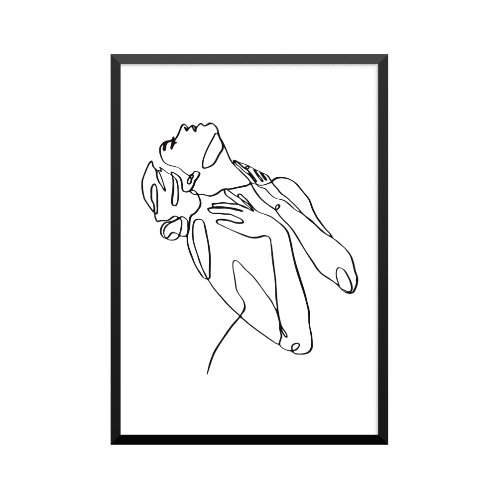 Plakat: Kvinde, abstrakt i silhouette 2, one line