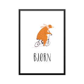 Plakat: Cyklende bjørn, dansk