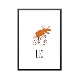 Plakat: Cyklende elg, dansk