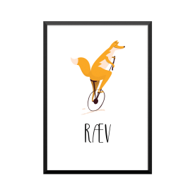 Plakat: Cyklende ræv, dansk