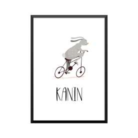 Plakat: Cyklende kanin, dansk