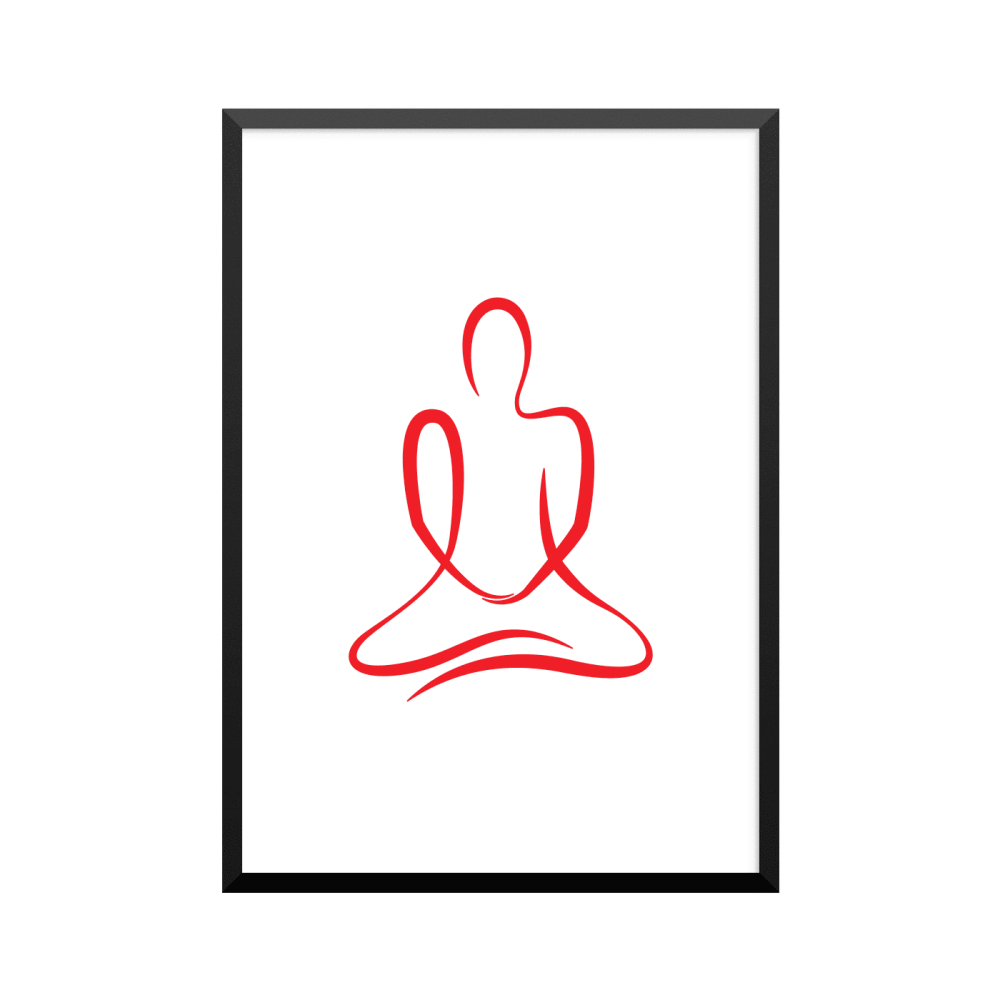 Plakat: Yoga,  Baddha Kanasana, rød