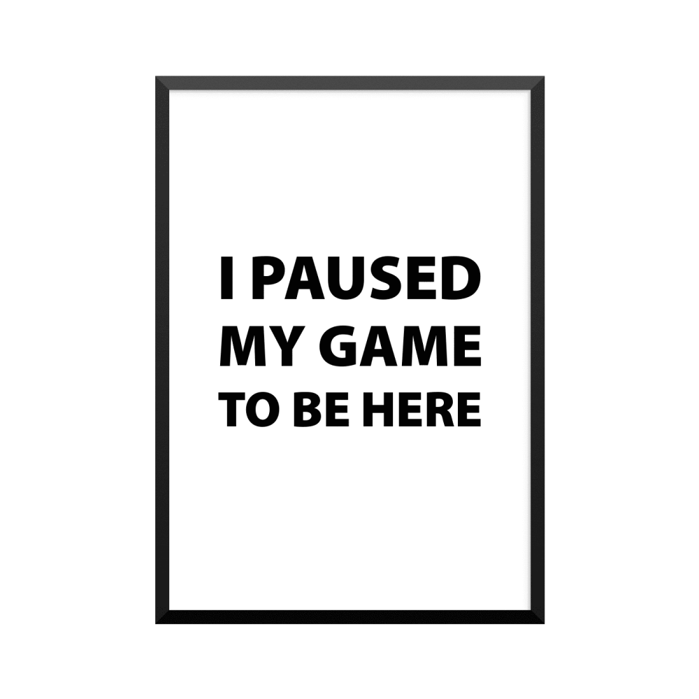 Plakat: 'I PAUSED MY GAME TO BE HERE'