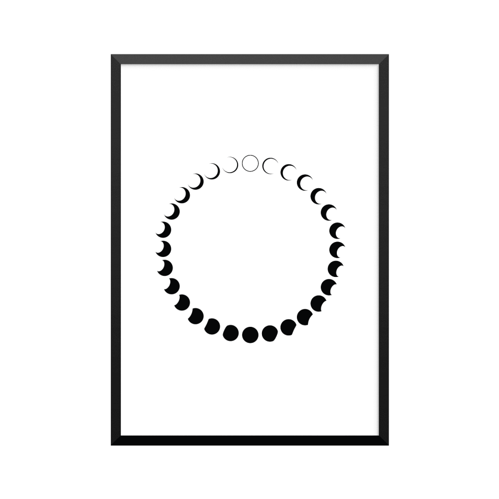 Plakat: Månefaser, cirkel