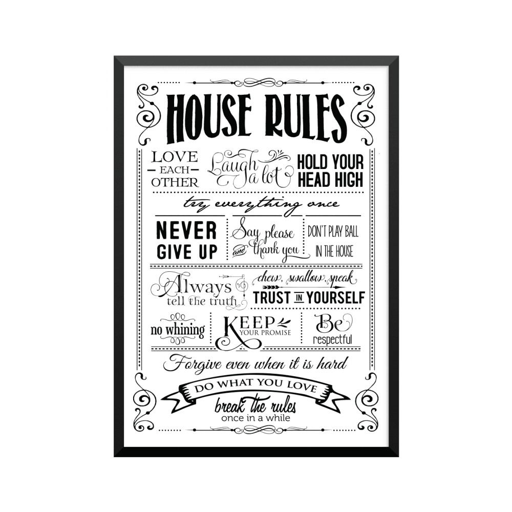 Plakat: Husregler 'DO WHAT YOU LOVE'