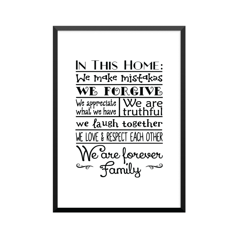 Plakat: Husregler 'In This Home'