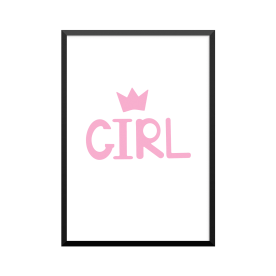 Plakat: 'GIRL', pink krone