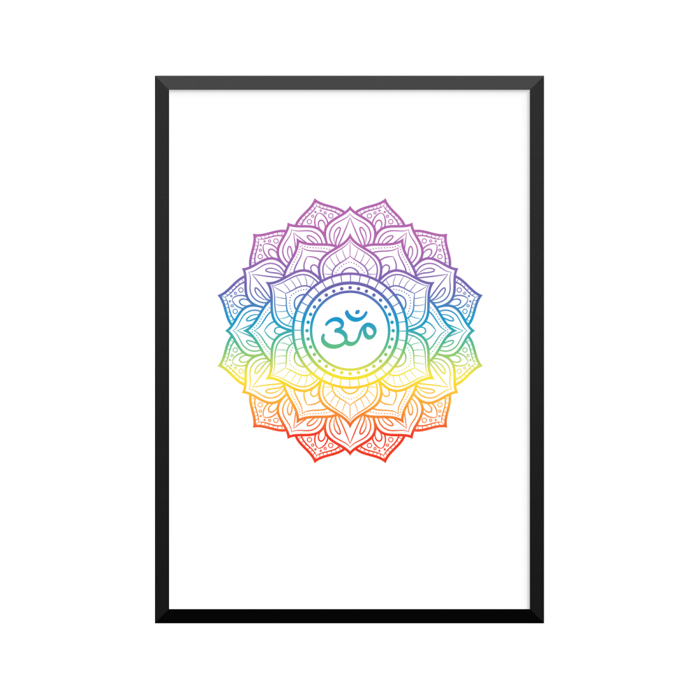 Plakat: Regnbue mandala, krone chakra