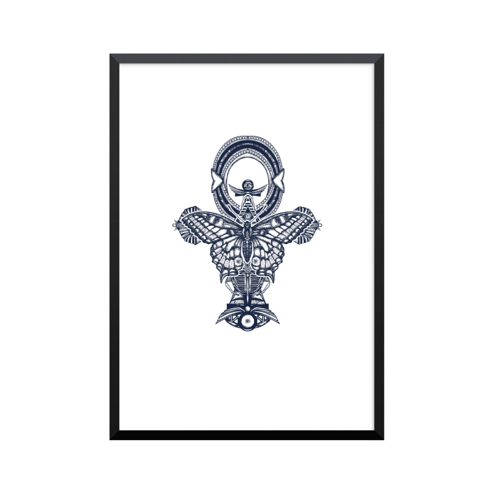 Plakat: Egyptisk Ankh med natsværmer