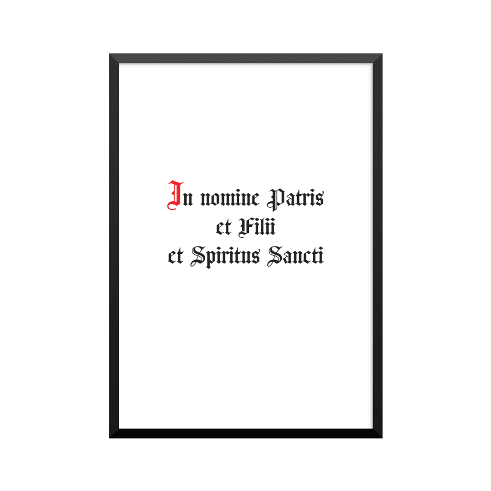 Plakat: 'In nomine Patris et Filii et Spiritus Sancti'