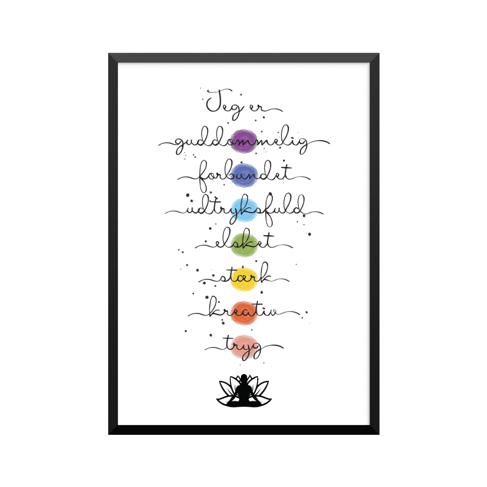 Plakat: Chakra blomst, dansk