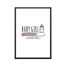 Plakat: 'BABY GIRL LOADING', pink, perfekt til babyværelset