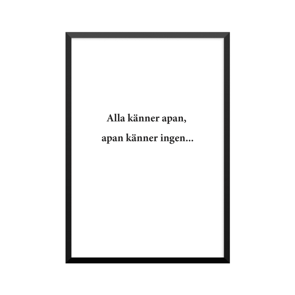 Plakat: 'Alla känner apan, apan känner ingen'