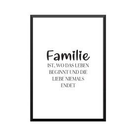 Plakat: 'Familie ist, wo...
