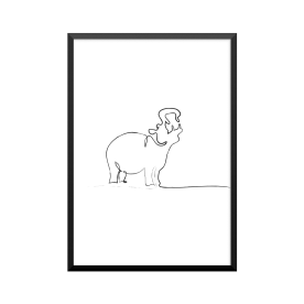 Plakat: Flodhest, one line