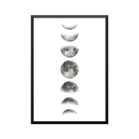 Plakat: Månefaser, hvid