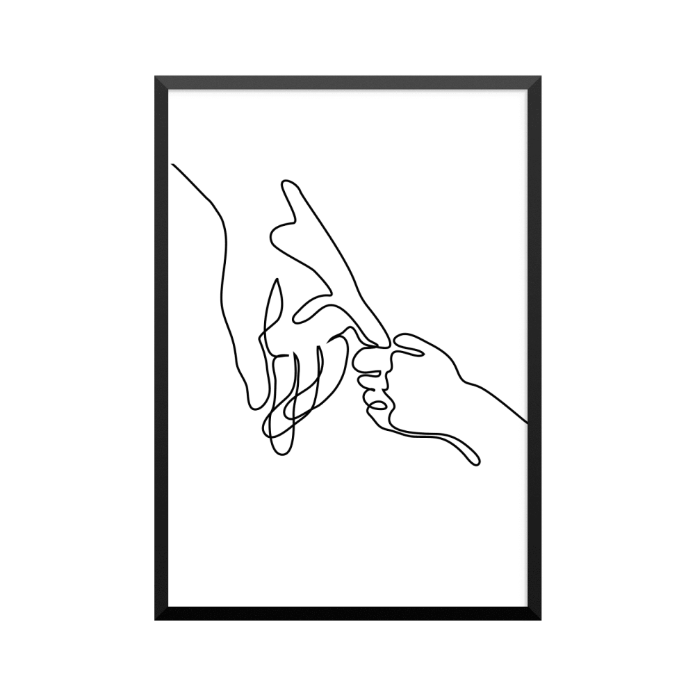 Plakat: Baby holder finger, one line