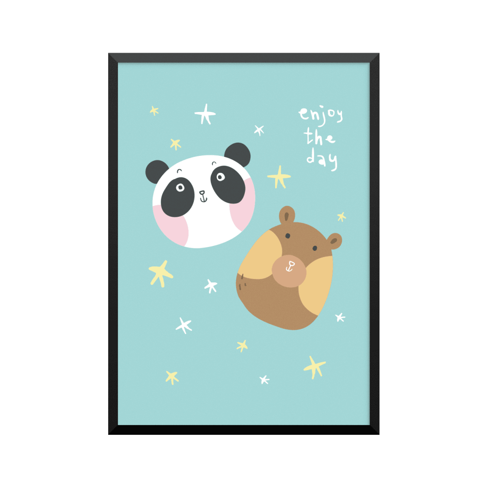 Plakat: Bjørn og panda 'Enjoy The Day'