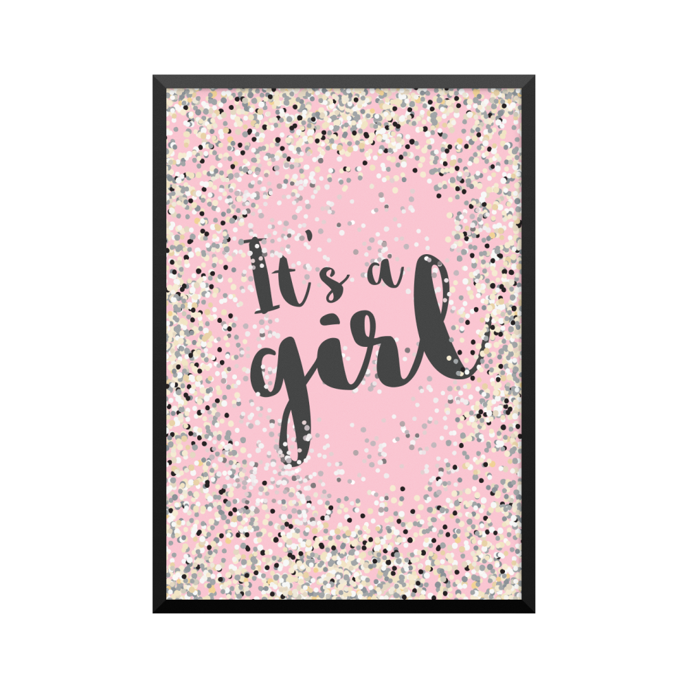 Plakat: 'It's a Girl', konfetti