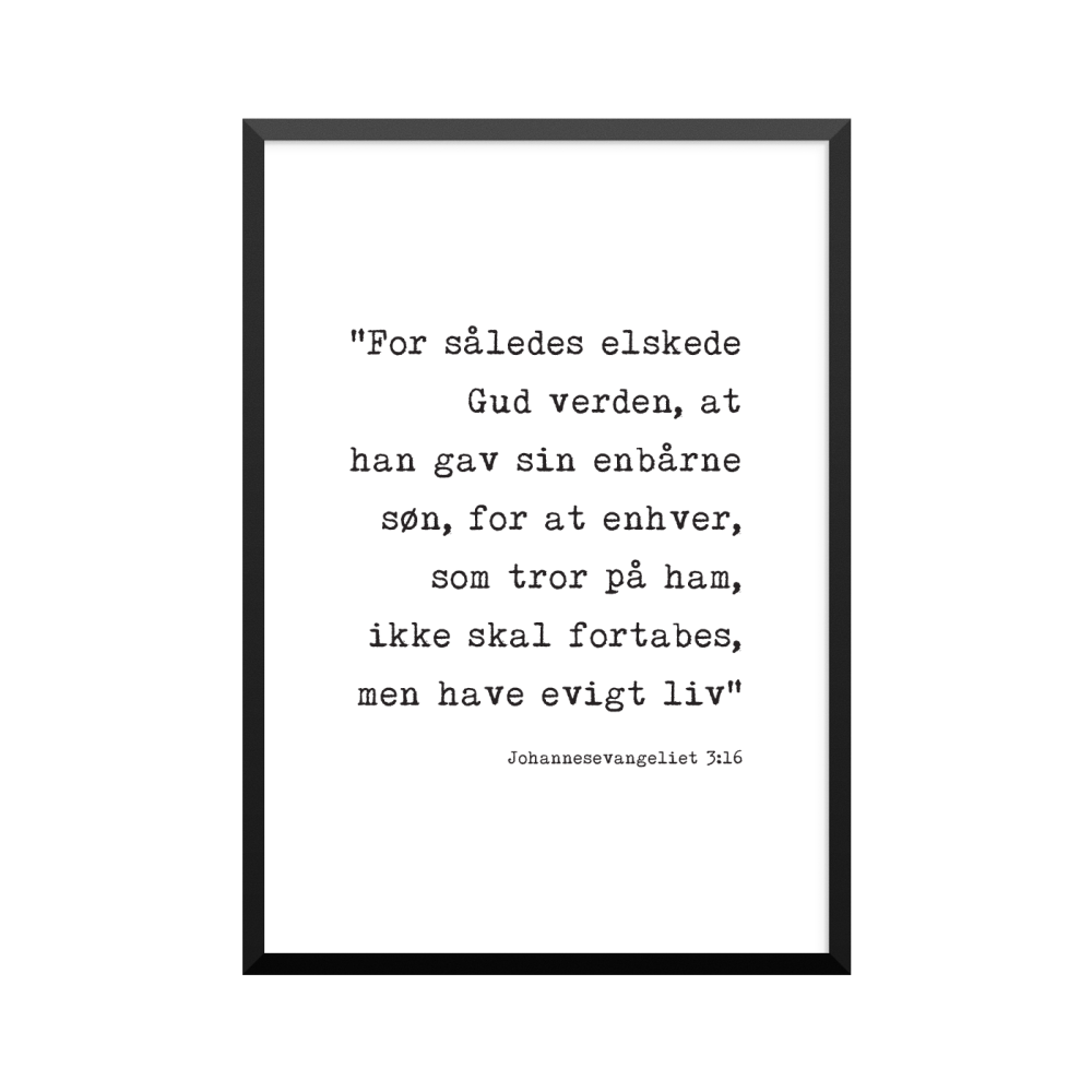 Plakat: Bibelvers, Johannesevangeliet 3:16