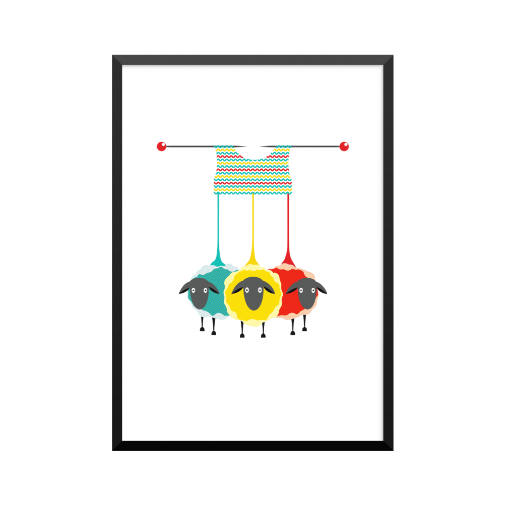 Plakat: Strikkende garnfår