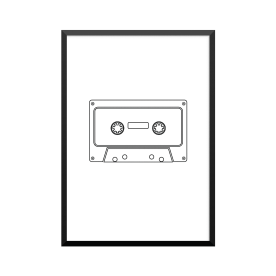 Plakat: Kassettebånd, hvid
