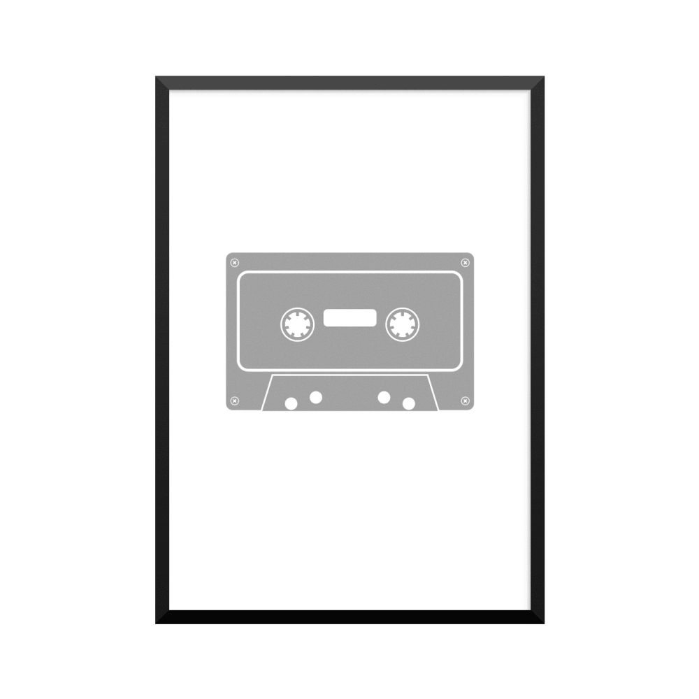 Plakat: Kassettebånd, faded sort